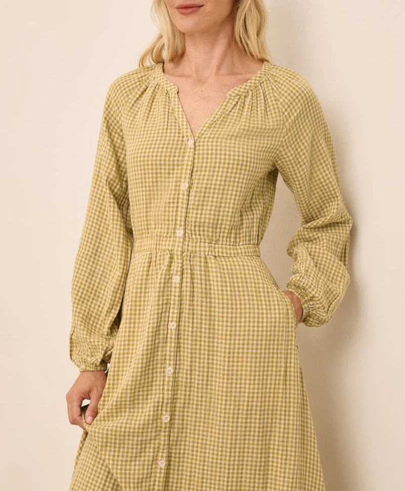 Women's Organic Coastal Double Gauze Poet Sleeve Dress - Image 4