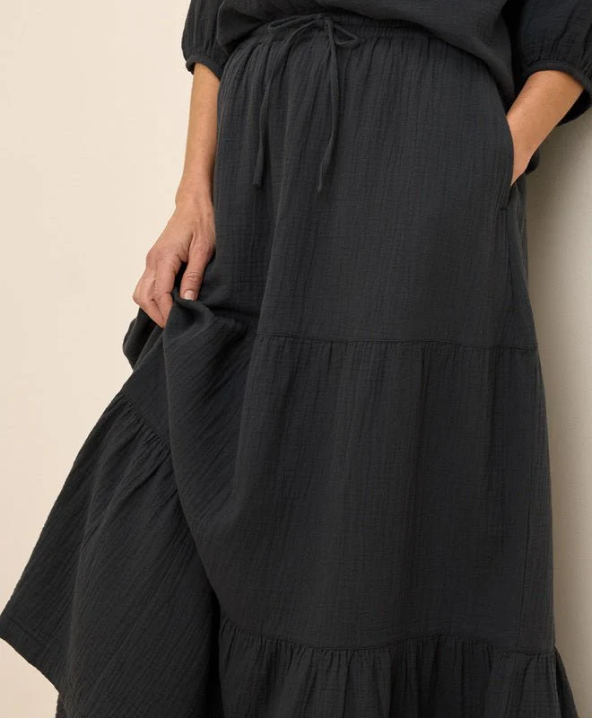 Women's Organic Coastal Double Gauze Tiered Maxi Skirt - Image 3