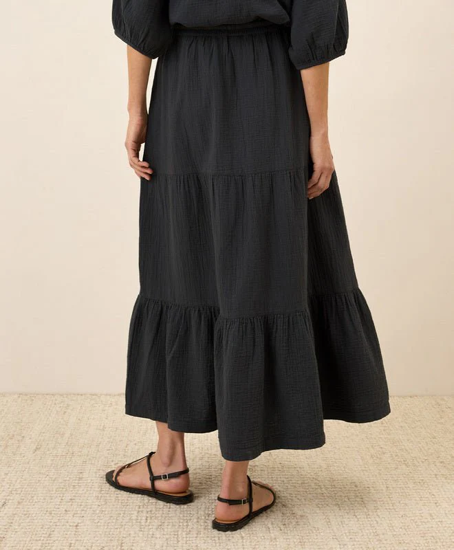 Women's Organic Coastal Double Gauze Tiered Maxi Skirt - Image 4