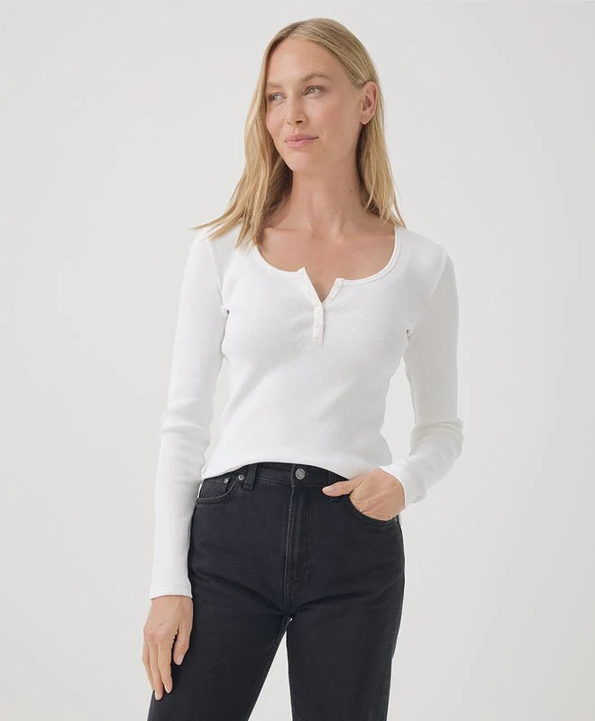 Women's Organic Favorite Rib Henley Long Sleeve Top - Image 11