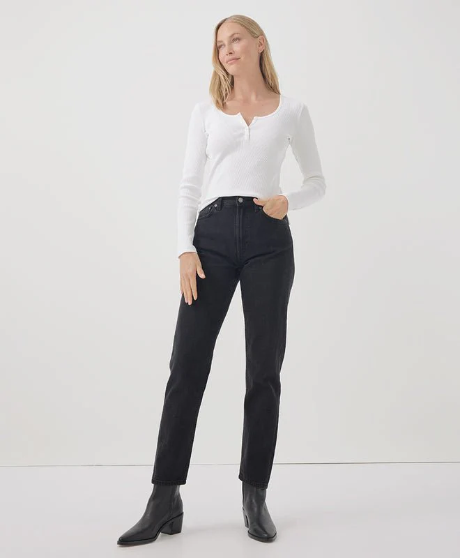 Women's Organic Favorite Rib Henley Long Sleeve Top - Image 12