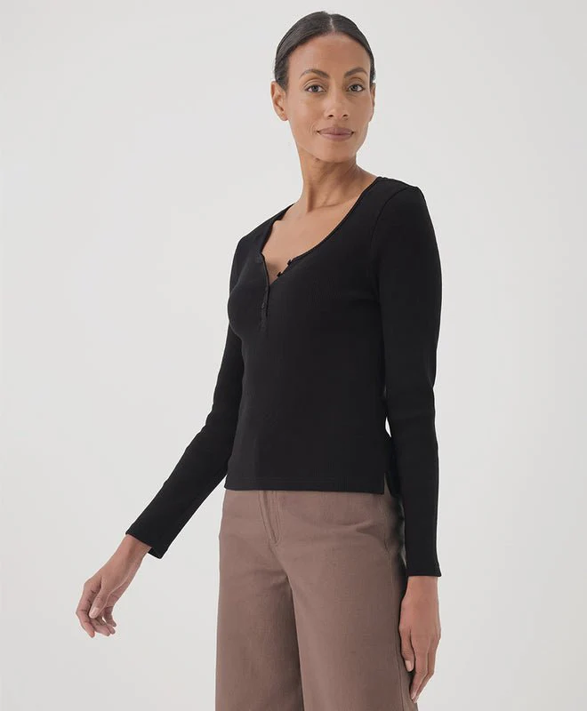 Women's Organic Favorite Rib Henley Long Sleeve Top - Image 3