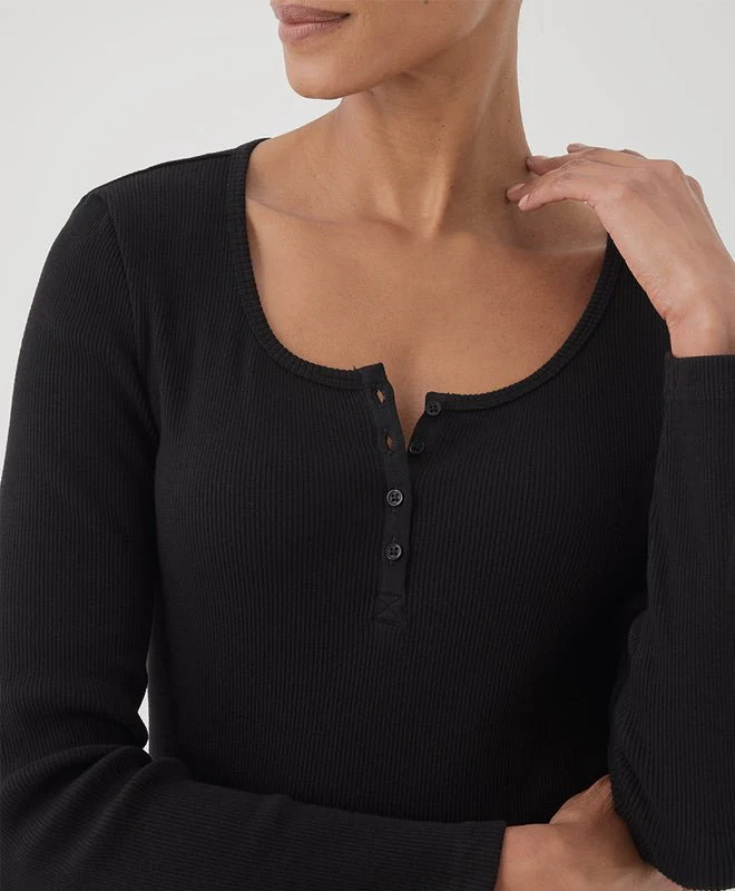 Women's Organic Favorite Rib Henley Long Sleeve Top - Image 4