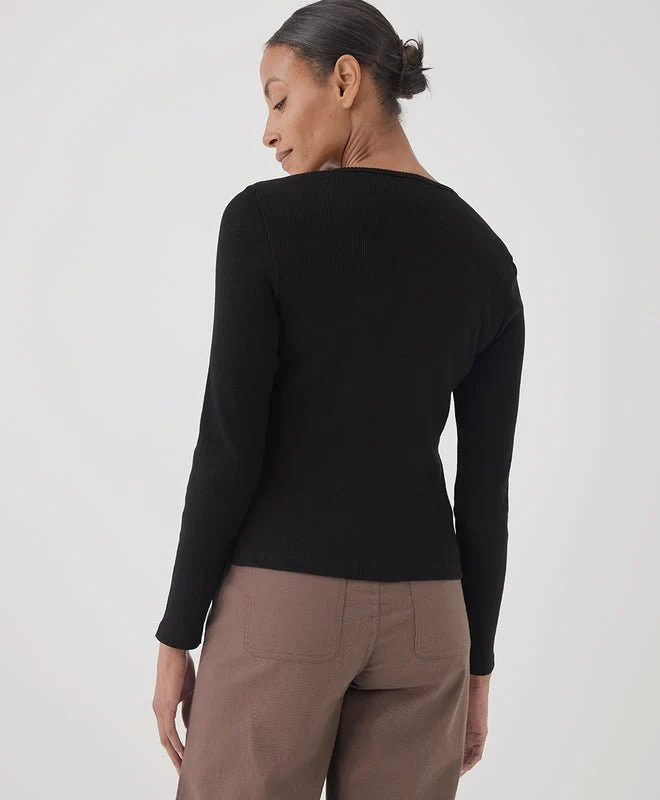 Women's Organic Favorite Rib Henley Long Sleeve Top - Image 5