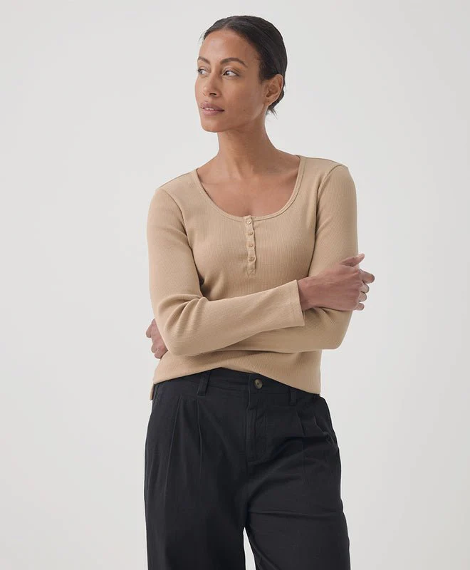 Women's Organic Favorite Rib Henley Long Sleeve Top - Image 6