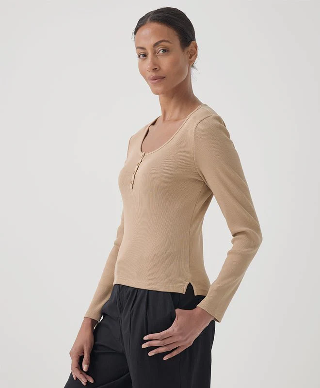Women's Organic Favorite Rib Henley Long Sleeve Top - Image 8