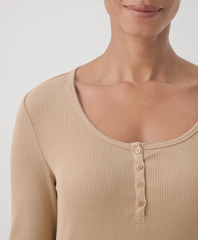 Women's Organic Favorite Rib Henley Long Sleeve Top - Image 9