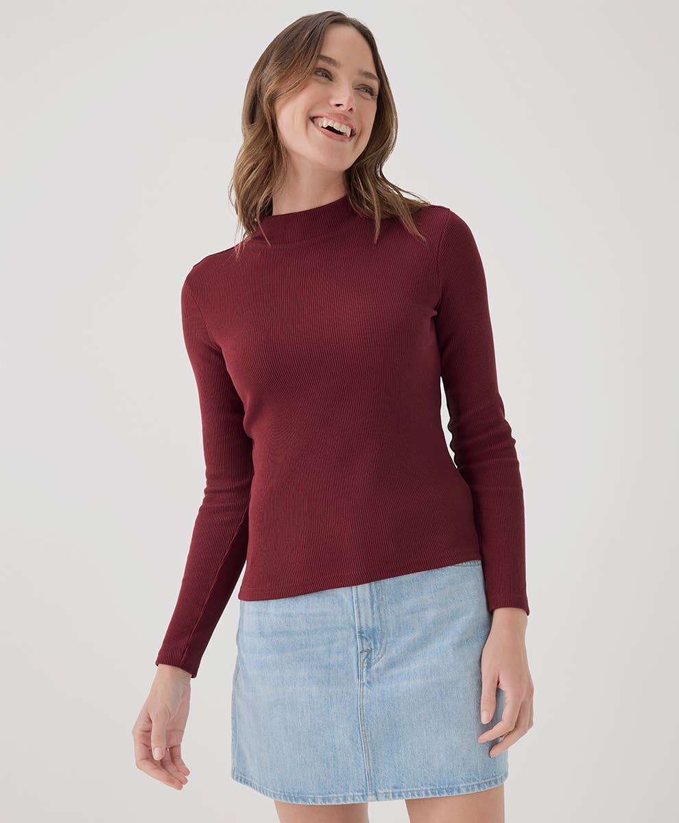 Women's Organic Favorite Rib Mockneck Top - Image 4