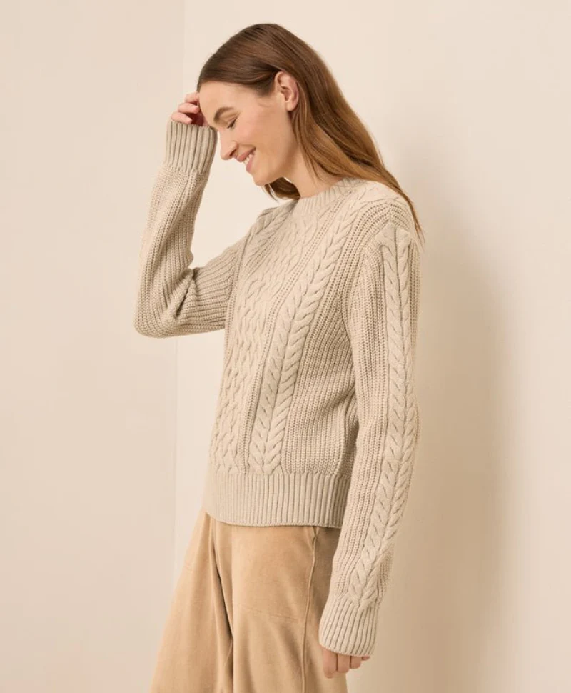 Women's Organic Luxe Knit Cable Crew Sweater - Image 10