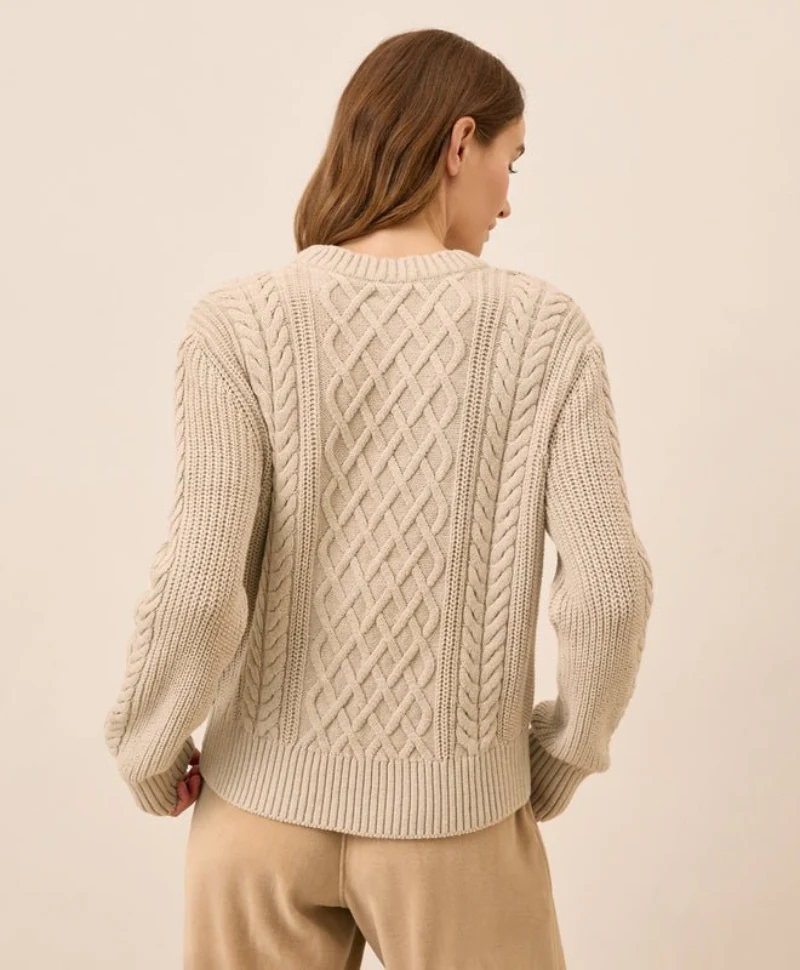 Women's Organic Luxe Knit Cable Crew Sweater - Image 11
