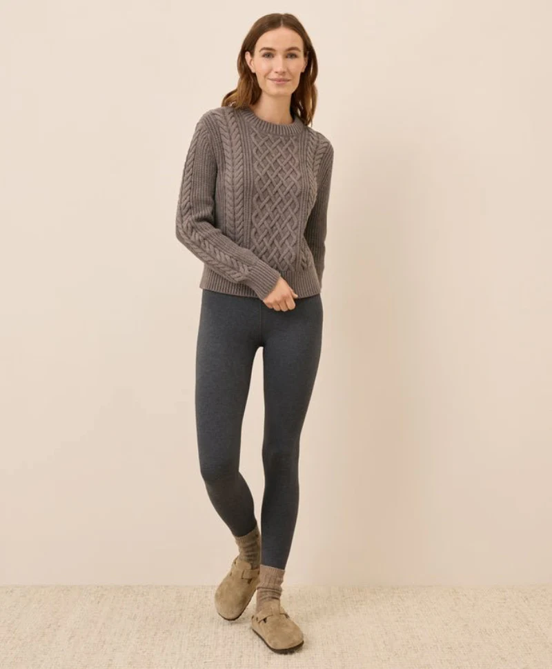 Women's Organic Luxe Knit Cable Crew Sweater - Image 14