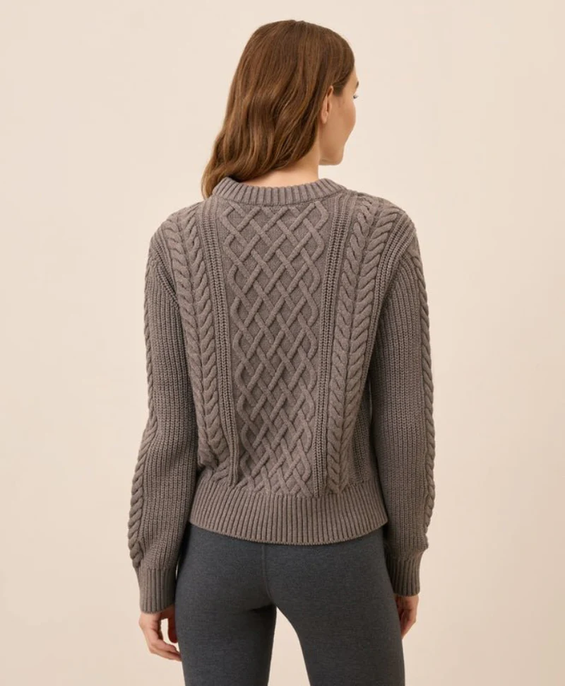 Women's Organic Luxe Knit Cable Crew Sweater - Image 16