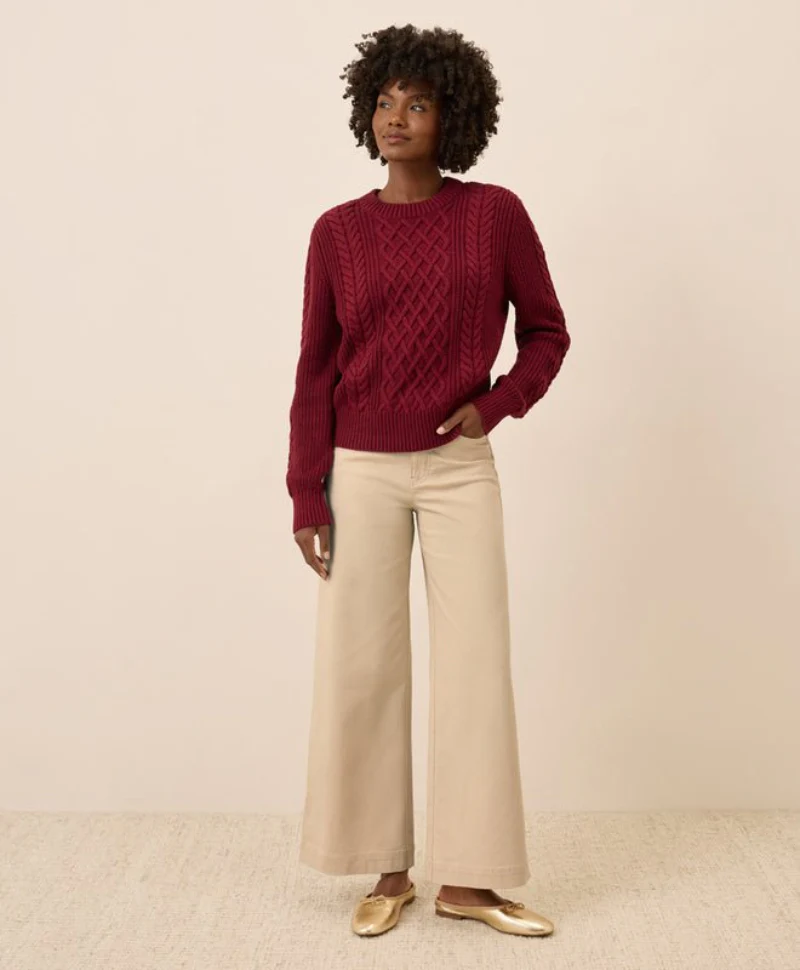 Women's Organic Luxe Knit Cable Crew Sweater - Image 4