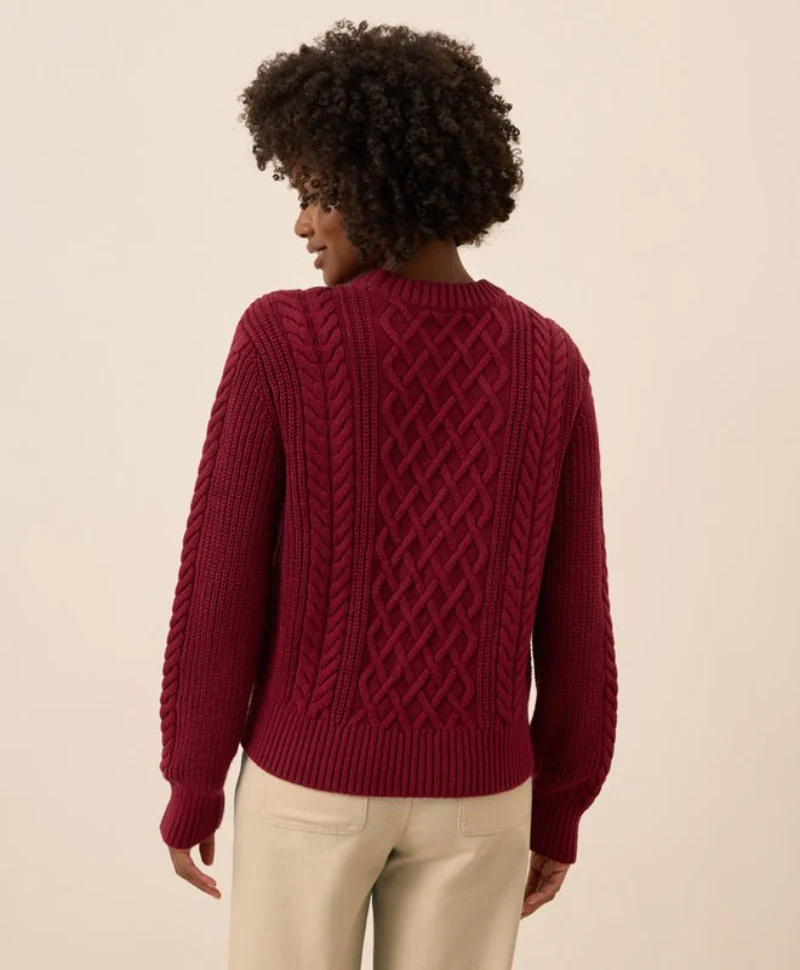 Women's Organic Luxe Knit Cable Crew Sweater - Image 6