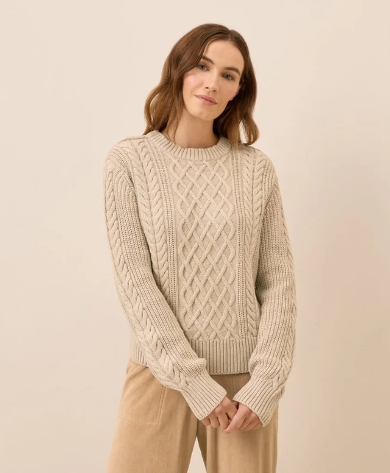 Women's Organic Luxe Knit Cable Crew Sweater - Image 7