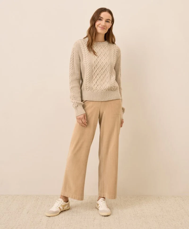 Women's Organic Luxe Knit Cable Crew Sweater - Image 9