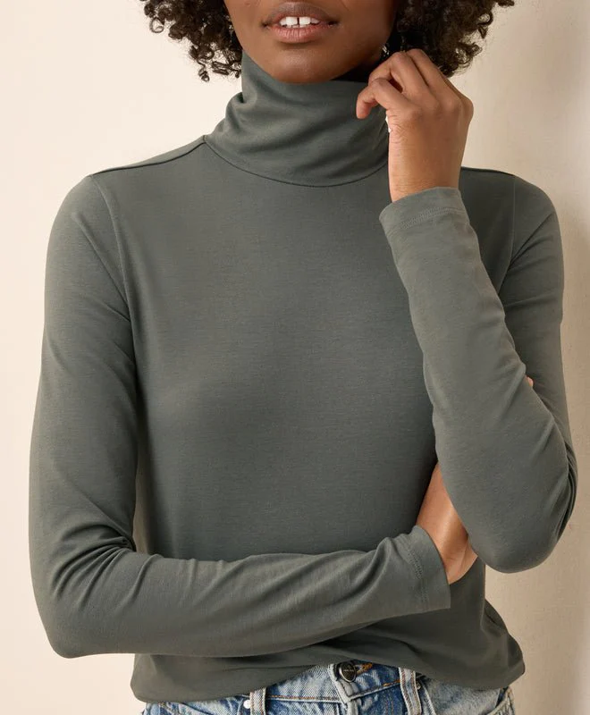 Women's Organic Luxe Stretch Jersey Slim Turtleneck - Image 2