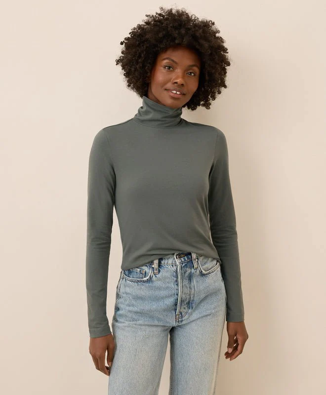 Women's Organic Luxe Stretch Jersey Slim Turtleneck - Image 6