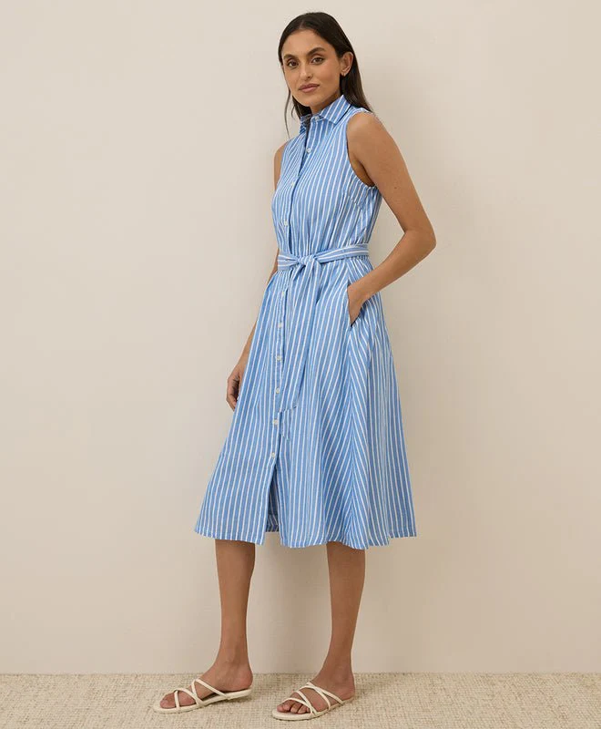 Women's Organic Sunset Lightweight Cotton Sleeveless Shirtdress - Image 4