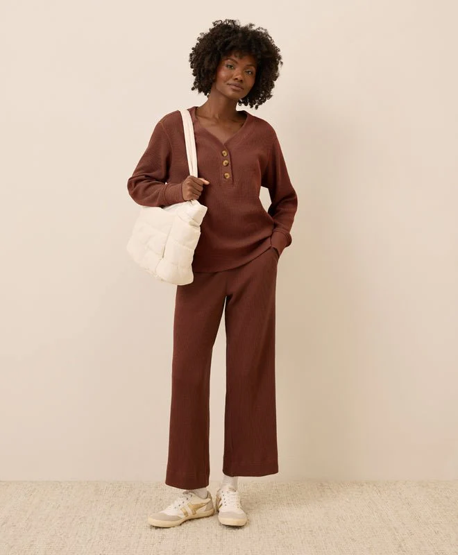 Women's Organic Thermal Waffle Henley Pullover - Image 4