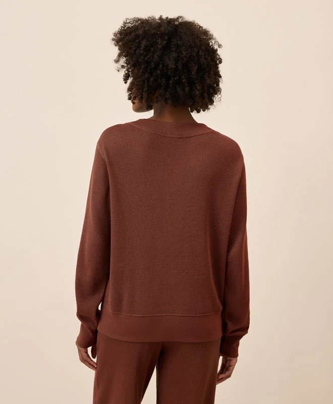 Women's Organic Thermal Waffle Henley Pullover - Image 6