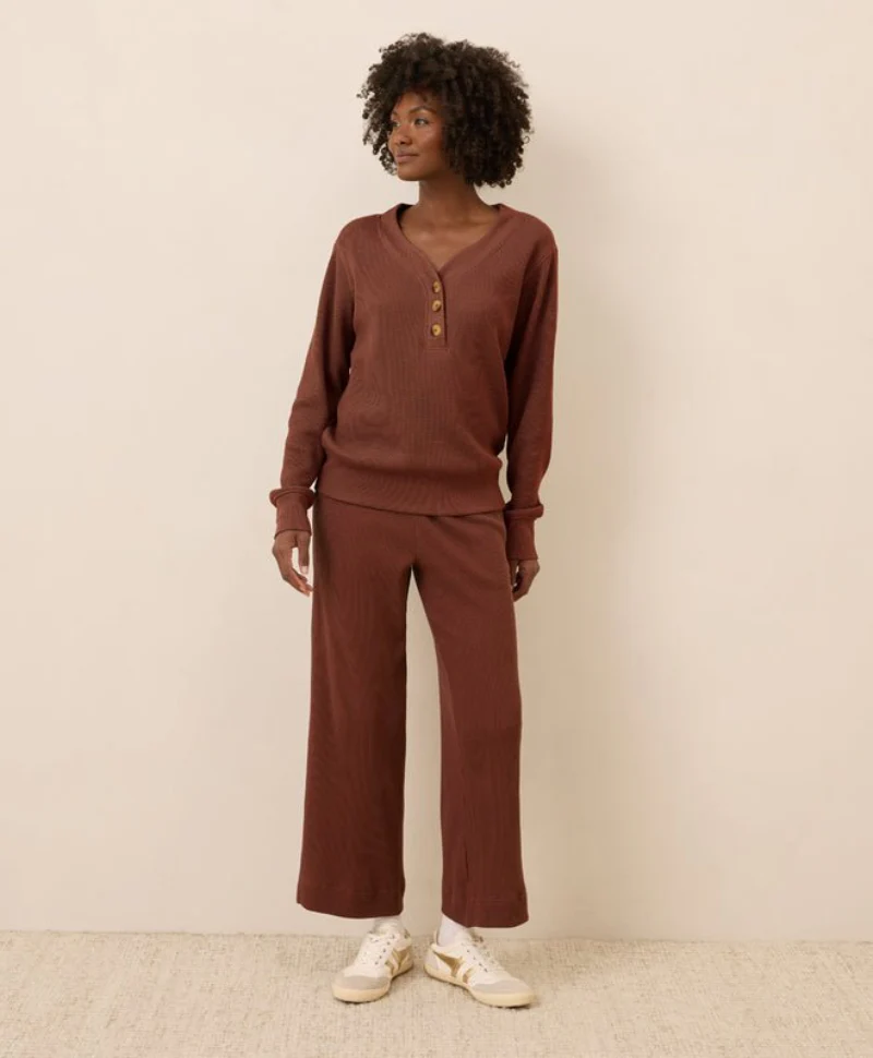 Women's Organic Thermal Waffle Wide Leg Pant - Image 3
