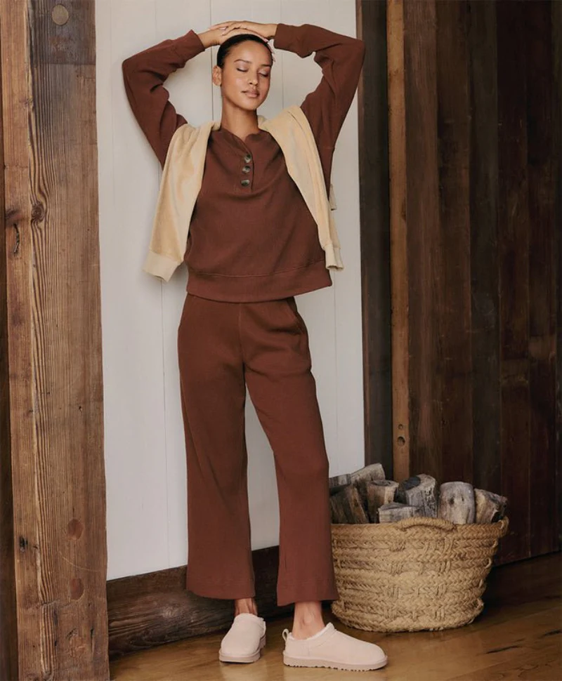 Women's Organic Thermal Waffle Wide Leg Pant - Image 6