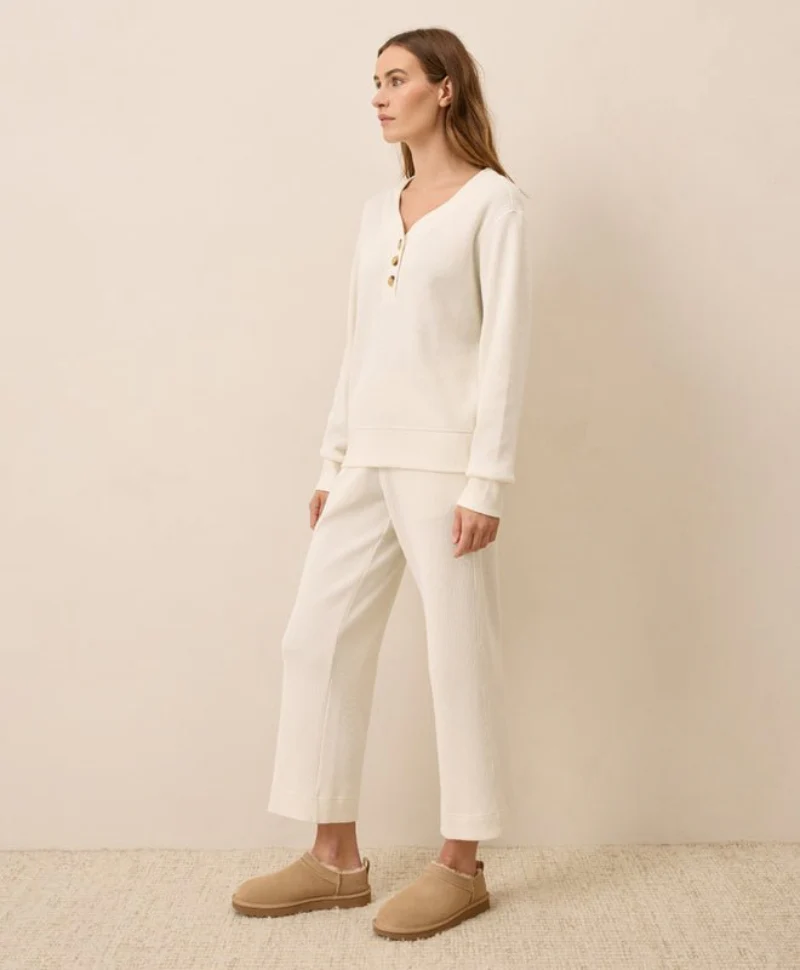 Women's Organic Thermal Waffle Wide Leg Pant - Image 8