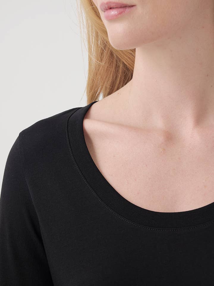Women's Organic Softspun Scoop Neck Three-Quarter Sleeve Tee - Image 3