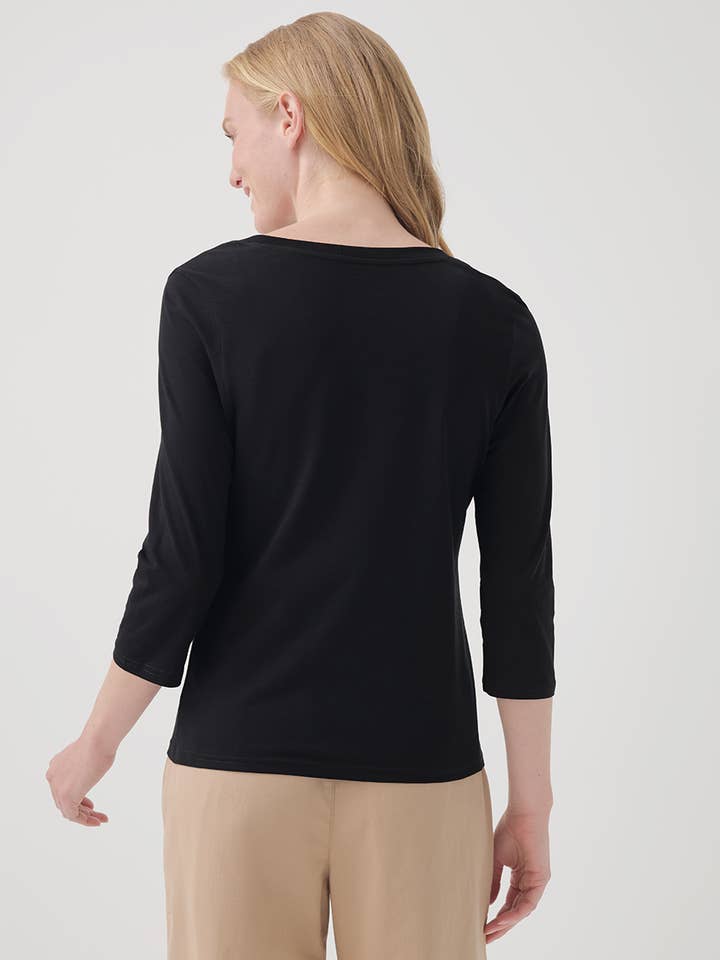 Women's Organic Softspun Scoop Neck Three-Quarter Sleeve Tee - Image 4