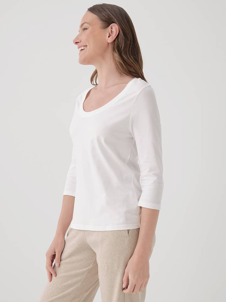 Women's Organic Softspun Scoop Neck Three-Quarter Sleeve Tee - Image 6