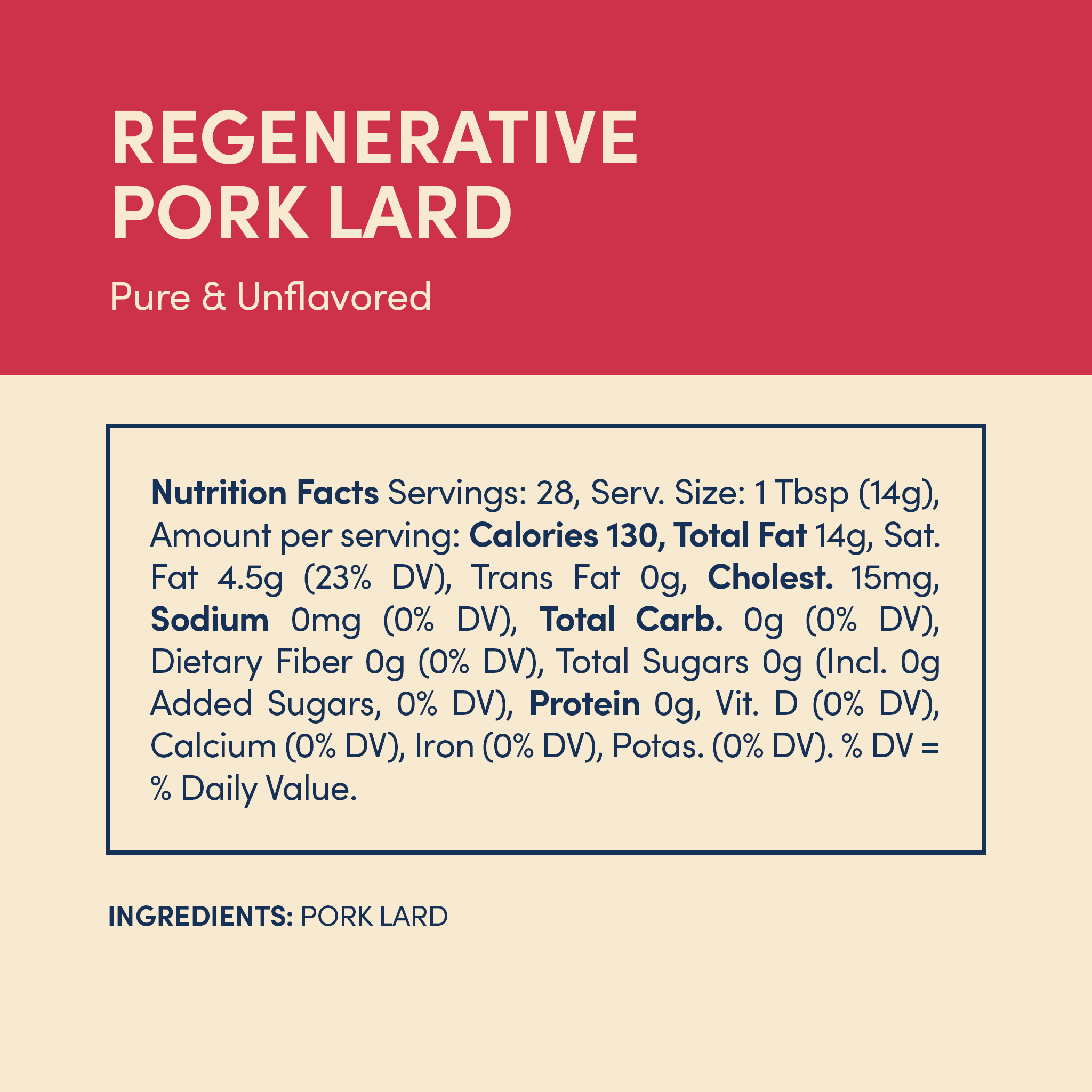 Pure & Unflavored Regenerative Pork Lard - Image 2