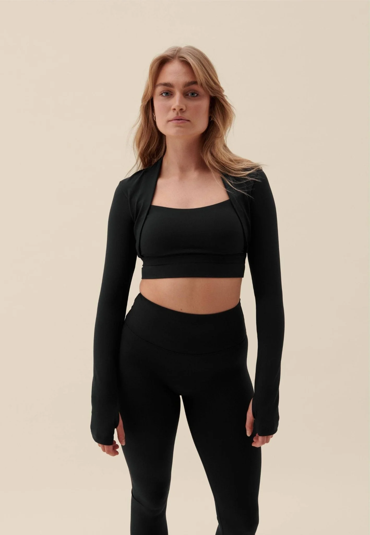 Softsculpt Cropped Bolero Long Sleeve Top | Black - Image 2