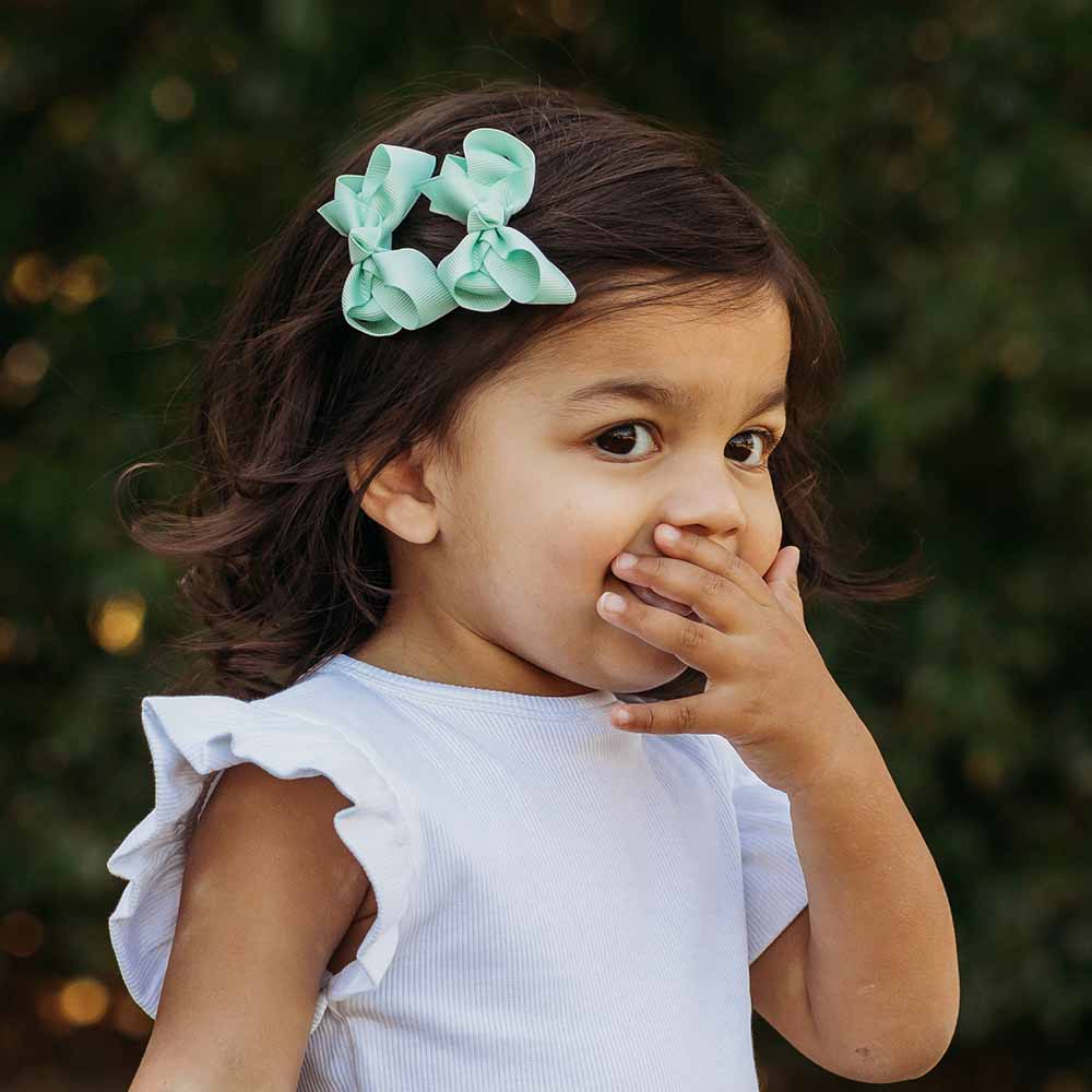Baby Green Piggy Tail Hair Clips | Pair - Image 4