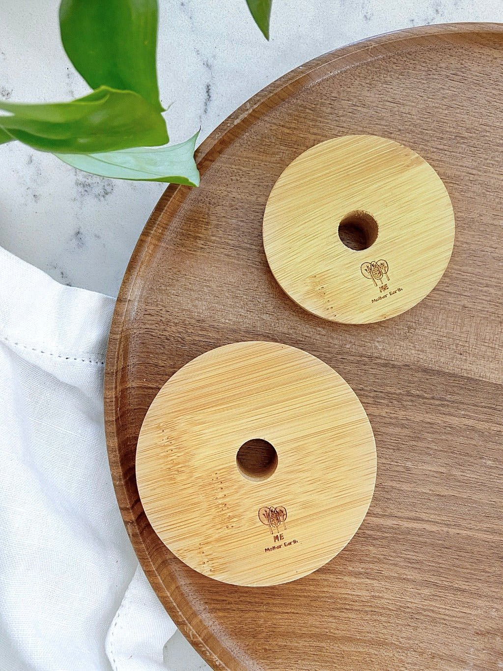 Bamboo Mason Jar Lids (With Straw Opening) - Image 2