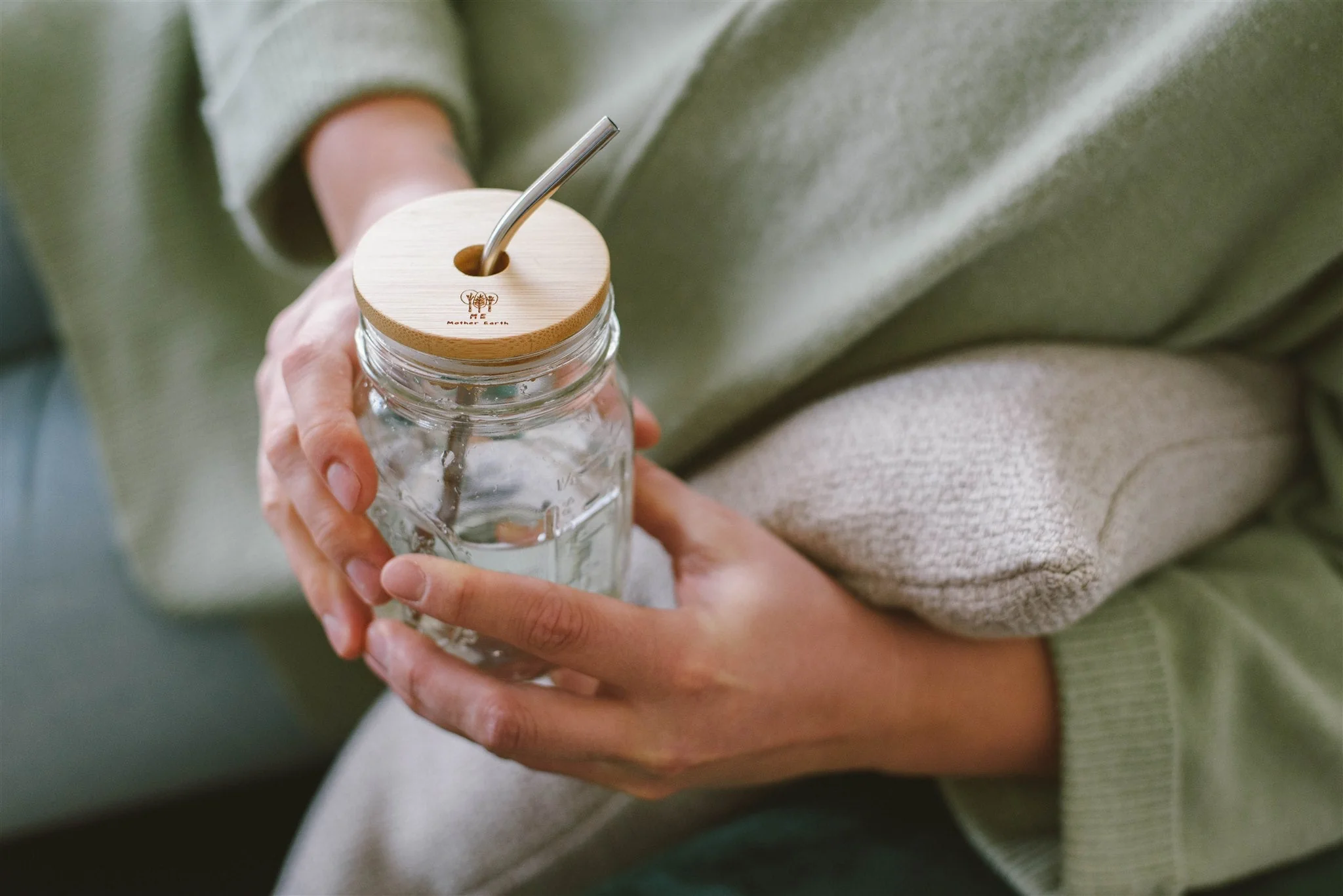 Bamboo Mason Jar Lids (With Straw Opening) - Image 5