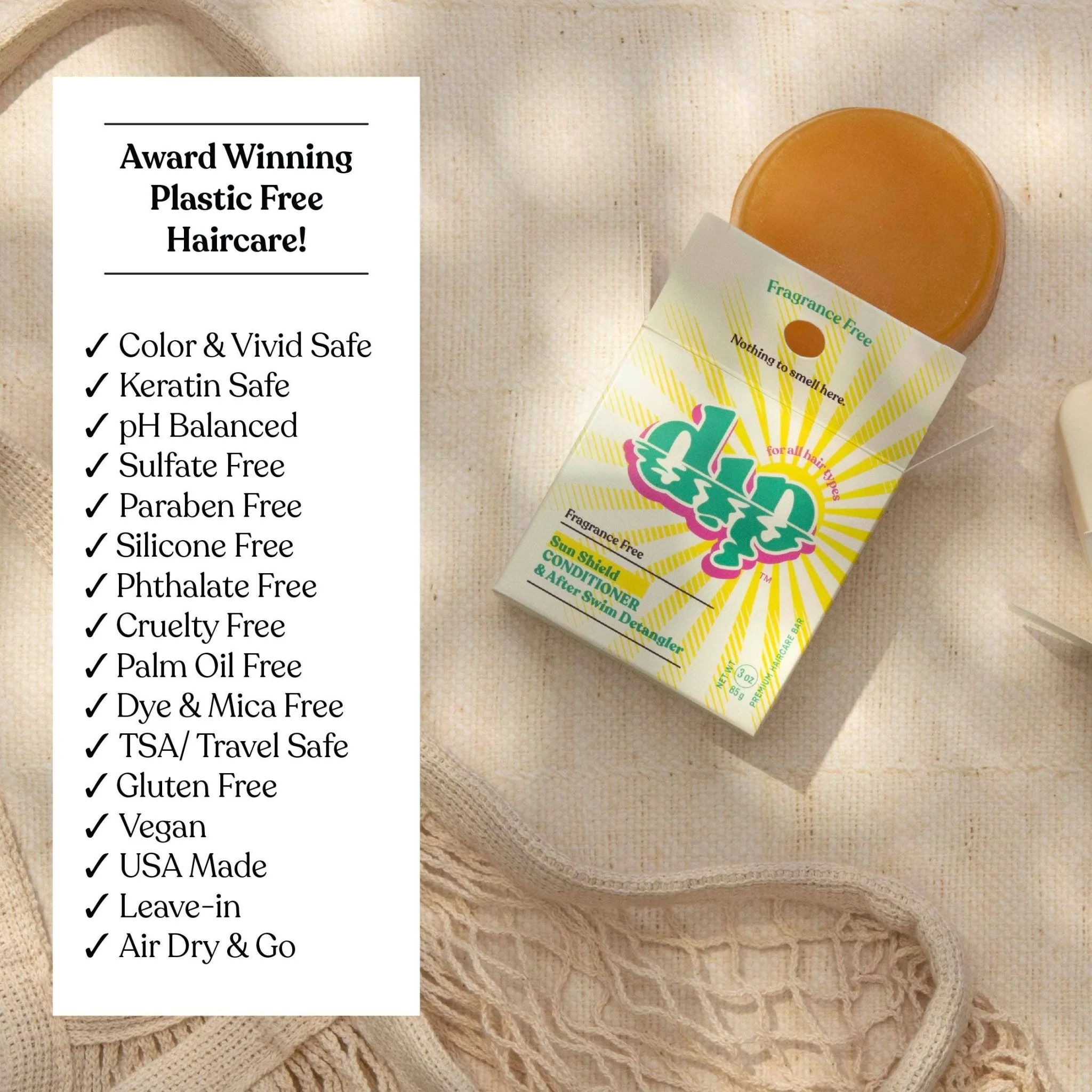 Sun Shield Conditioner Bar & After Swim Detangler | Fragrance Free - Image 9