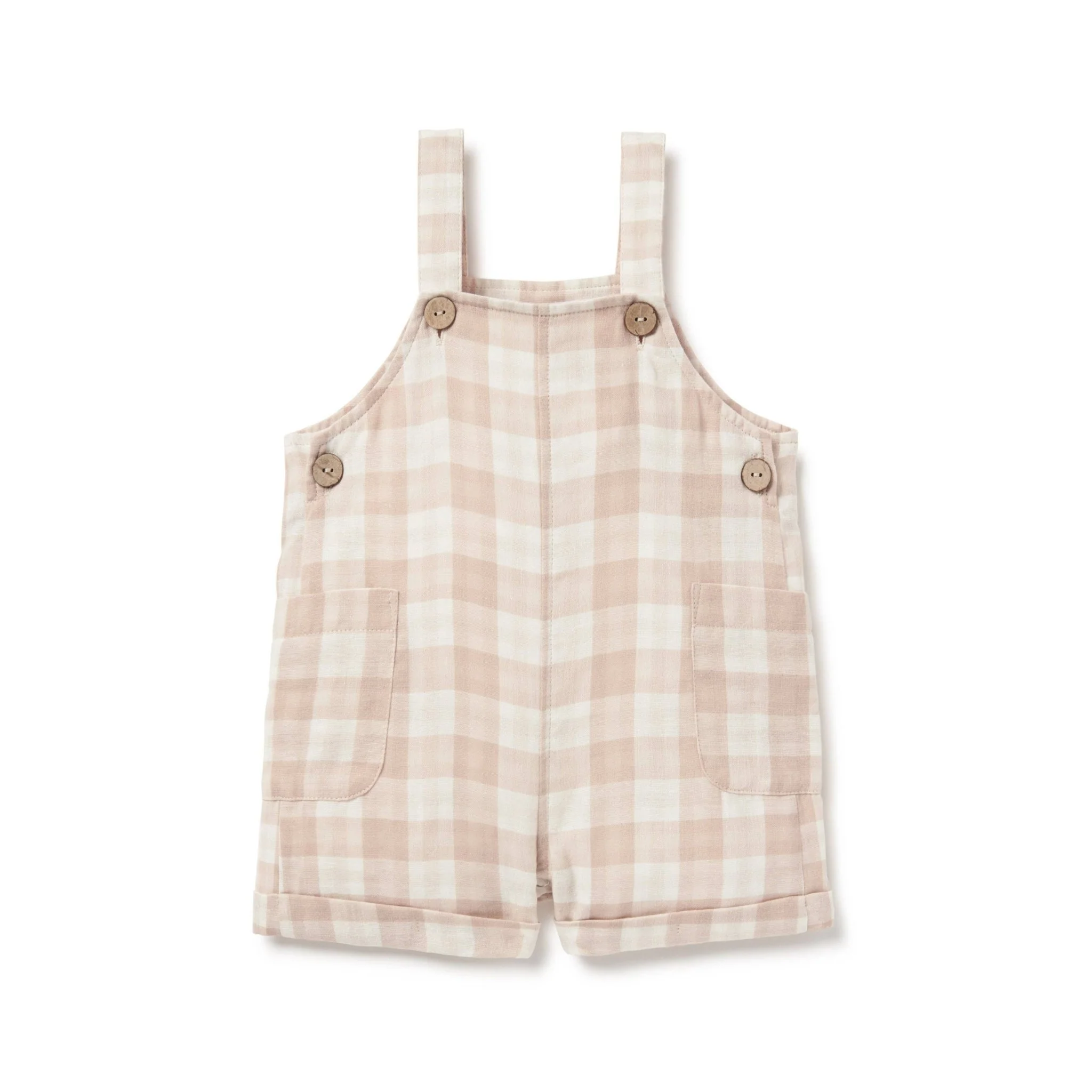 Gingham Organic Cotton Muslin Overalls - Image 3