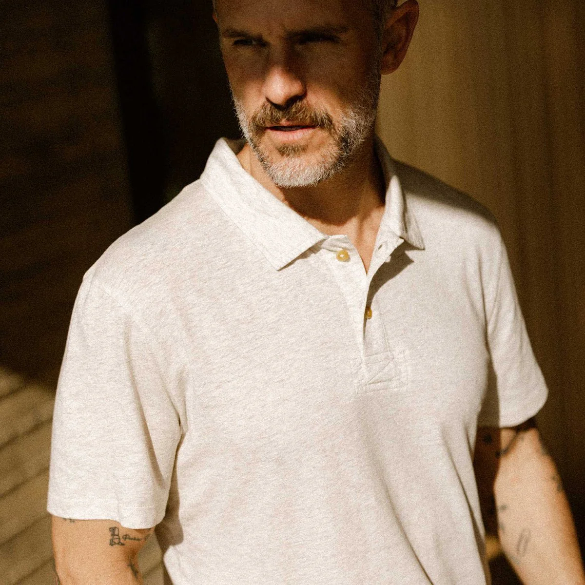 The Cotton Hemp Polo | Heather Oat - Image 3