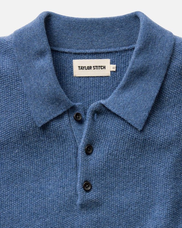 The Newton Sweater Polo | Heather Clear Blue - Image 4
