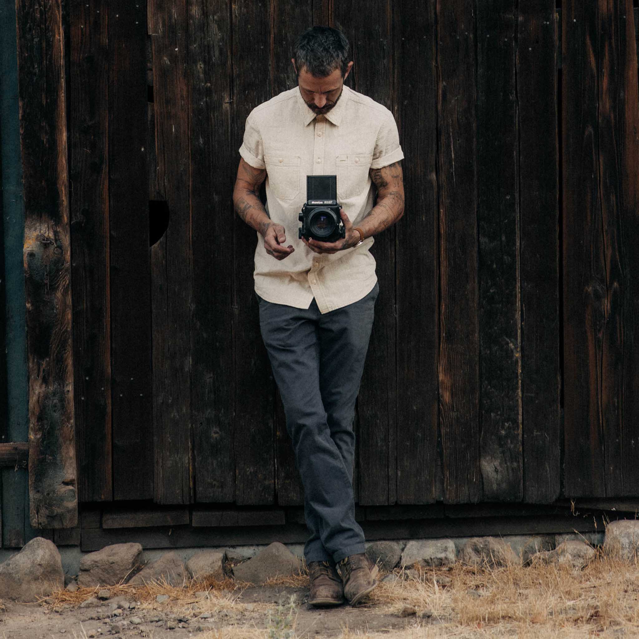 The Short Sleeve Utility Shirt | Natural Selvedge Chambray - Image 3
