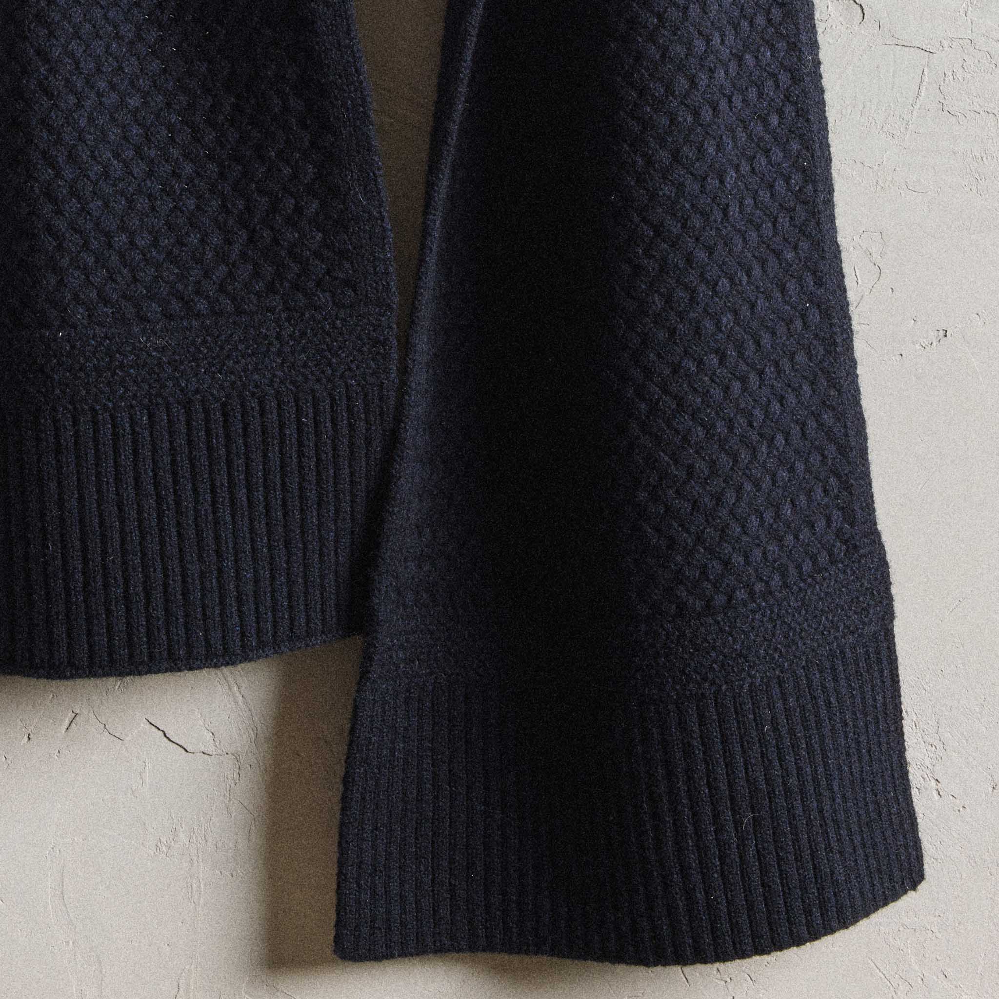 The Textured Knit Scarf | Heather Navy Merino - Image 3