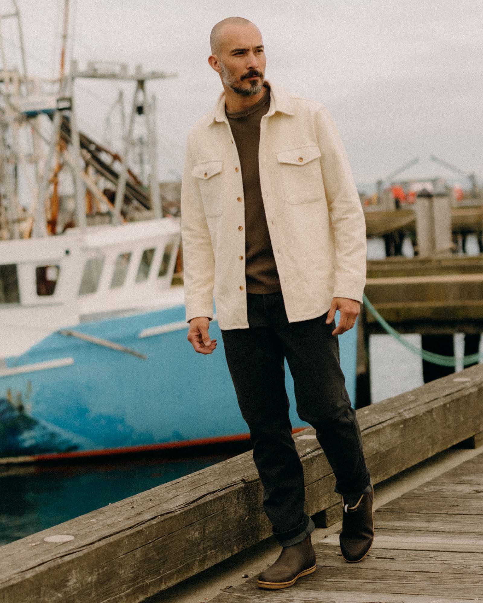 The Maritime Shirt Jacket | Vintage White Moleskin Twill - Image 3