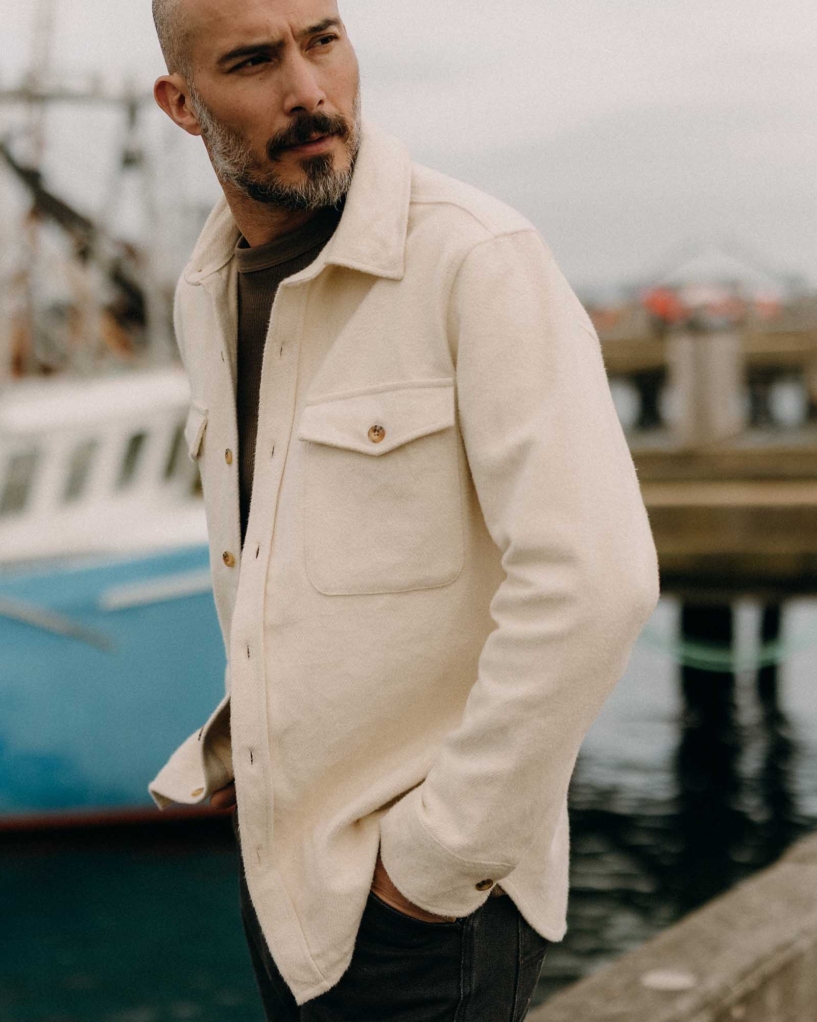 The Maritime Shirt Jacket | Vintage White Moleskin Twill - Image 4
