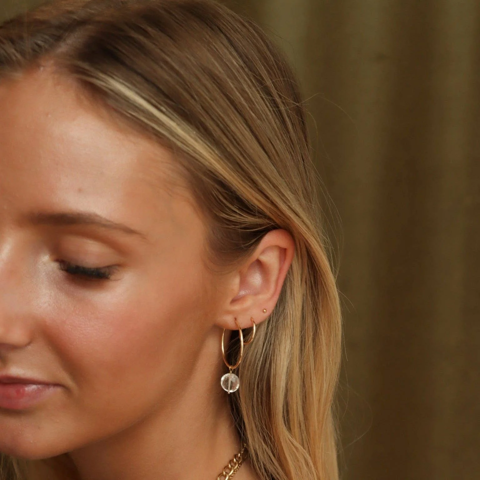 Faceted Crystal Hoops | 14k Gold Fill - Image 2