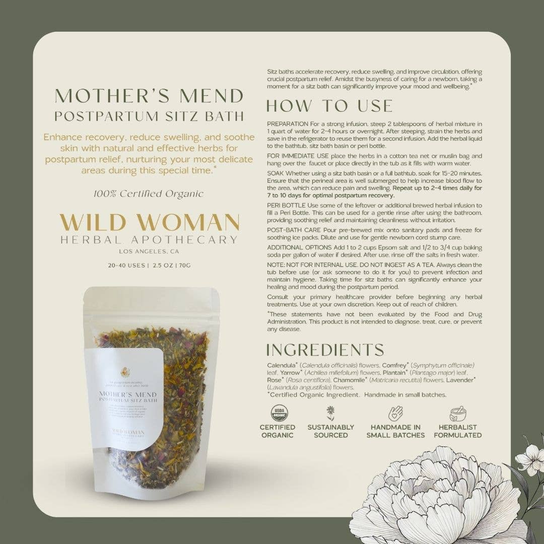 Mother’s Mend Postpartum Sitz Bath & Peri Bottle Herbs - Image 8