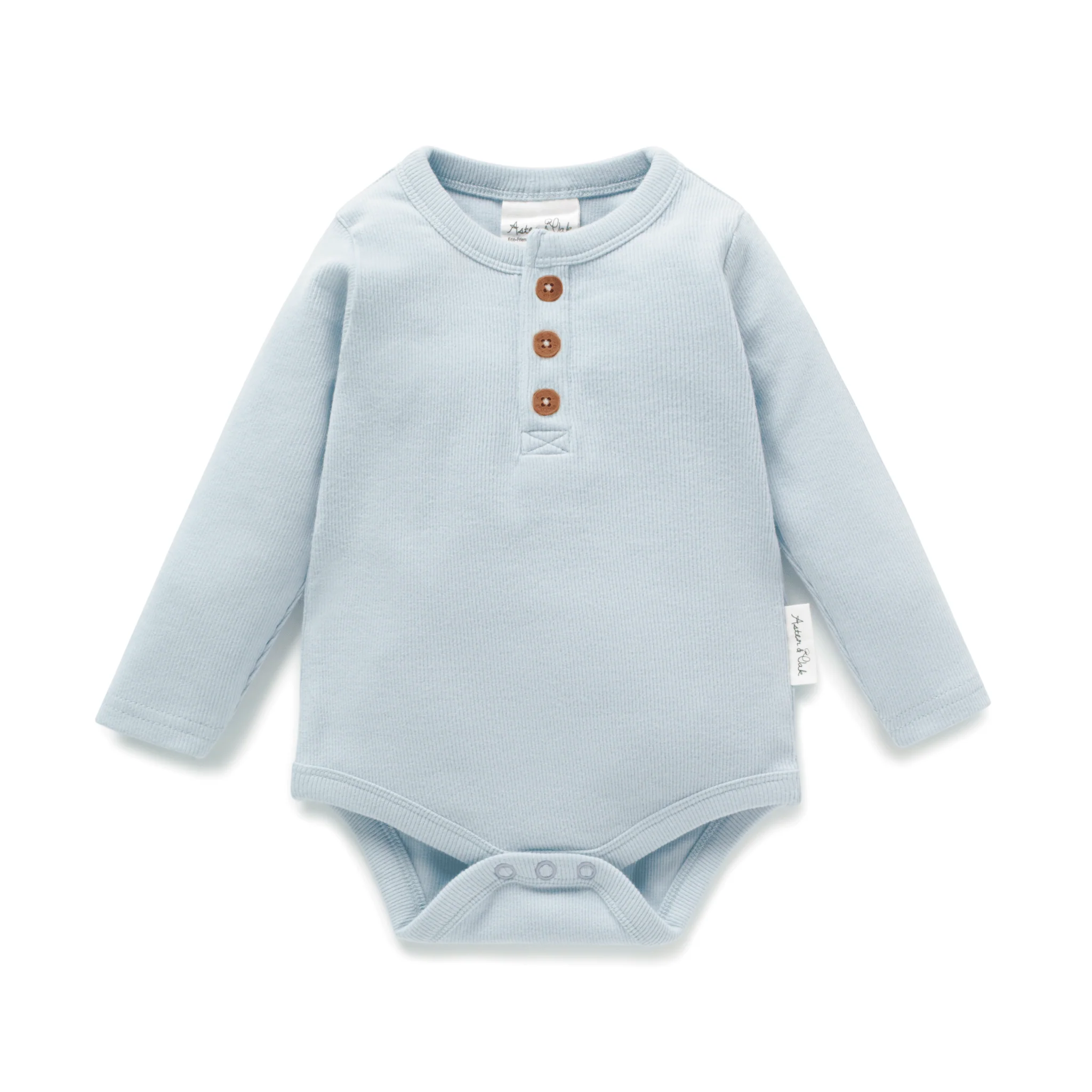 Rib Henley Onesie | Winter Sky Blue - Image 2