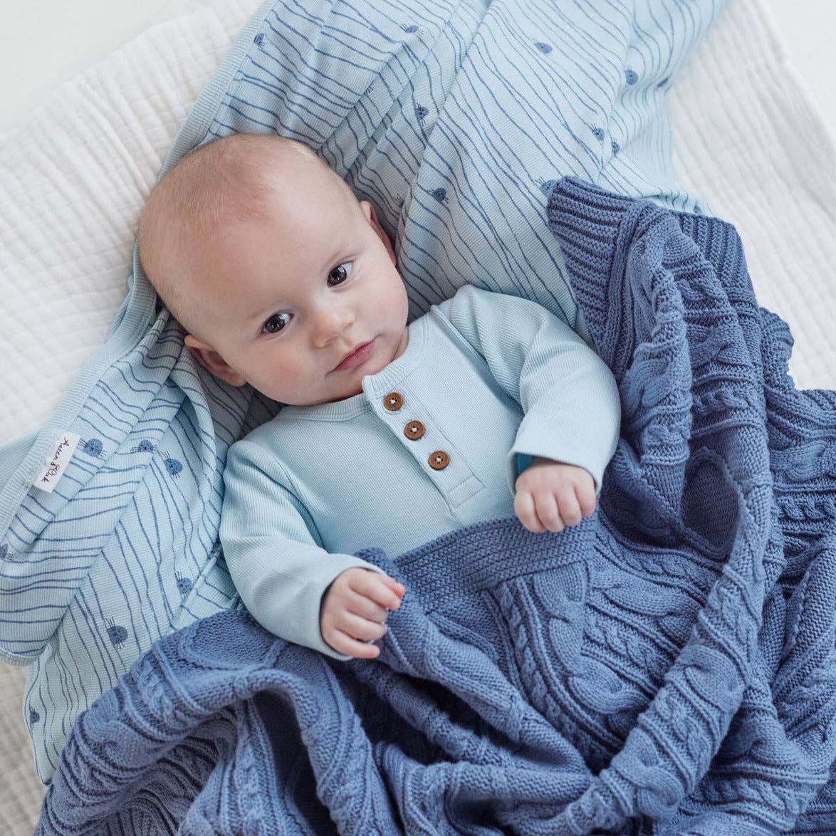 Rib Henley Onesie | Winter Sky Blue - Image 3